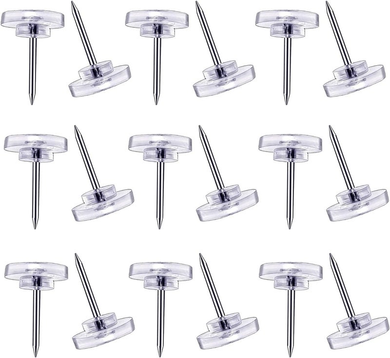 Willrain Clear Plastic Push Pins and Tacks - 150 Count, Suitable for Wall Hangings and Cork Boards, Flat Head - Image 1